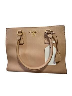 Prada Galleria Double Zip Saffiano Leather Tote Bag Nude Beige Blush Pink Large